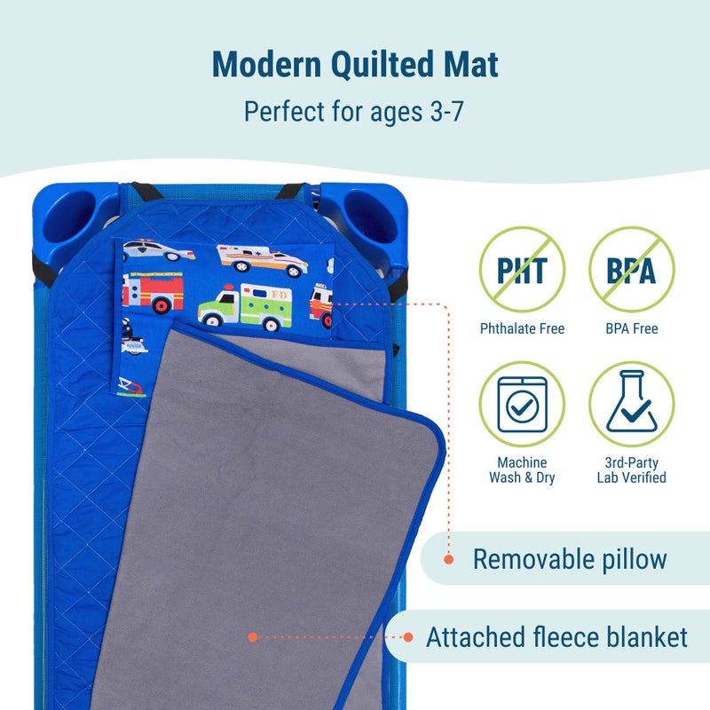Wildkin Modern Kids Nap Mat â€“ Soft Cotton Blend with Pillow & Elastic Straps for School & Travel - Heroes - Image 3